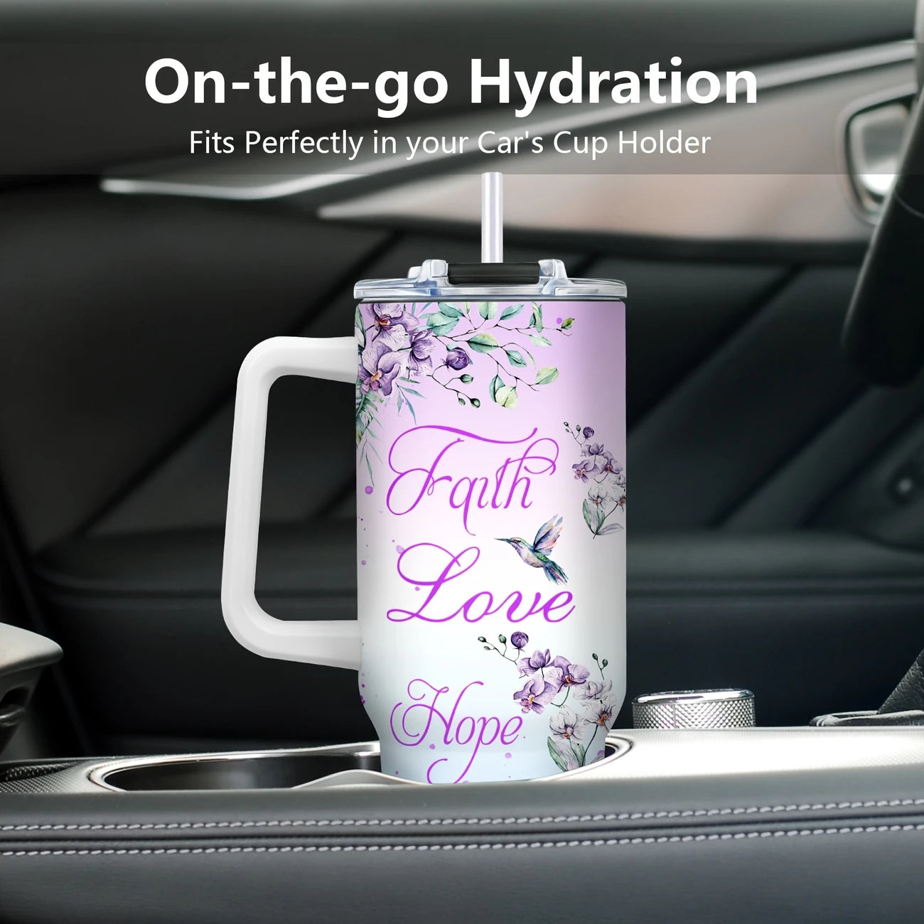 Hummingbird 40oz Stainless Steel Tumbler with Straw – Insulated & Leakproof Travel Mug