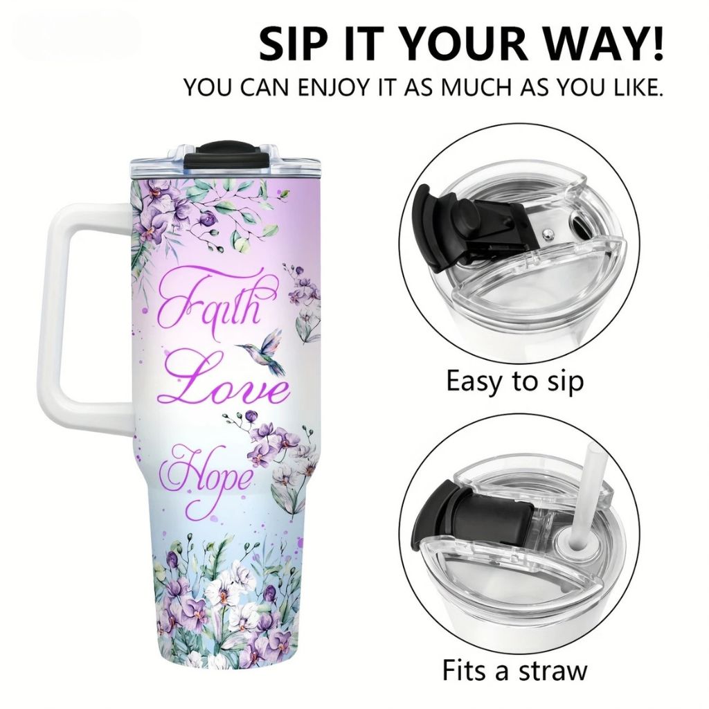 Hummingbird 40oz Stainless Steel Tumbler with Straw – Insulated & Leakproof Travel Mug