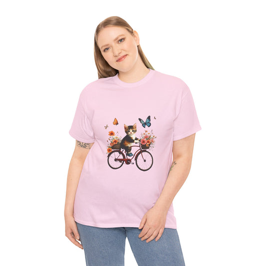Kitten Riding a Bike Unisex T-Shirt – Paws, Pedals & Playful Vibes