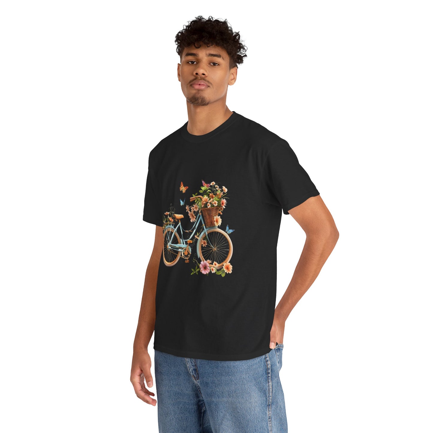 Flower Butterfly Bicycle Unisex T-Shirt – Whimsical Ride into Nature