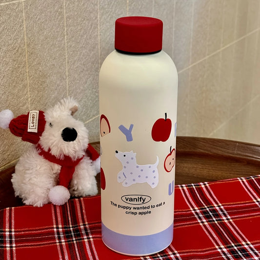 Puppy Stainless Steel Water Bottle with Leak-Proof Lid – 17oz (500ml) Insulated & Reusable