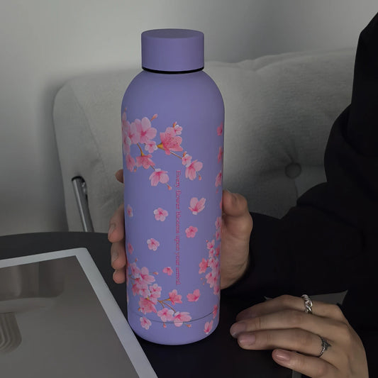 Cherry Blossom Stainless Steel Water Bottle with Leak-Proof Lid – 17oz (500ml) Insulated & Reusable