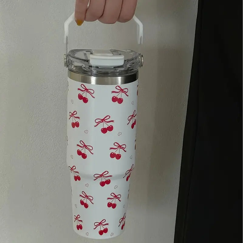 Cherry Blossom 30oz Stainless Steel Tumbler with Straw – Insulated & Leakproof
