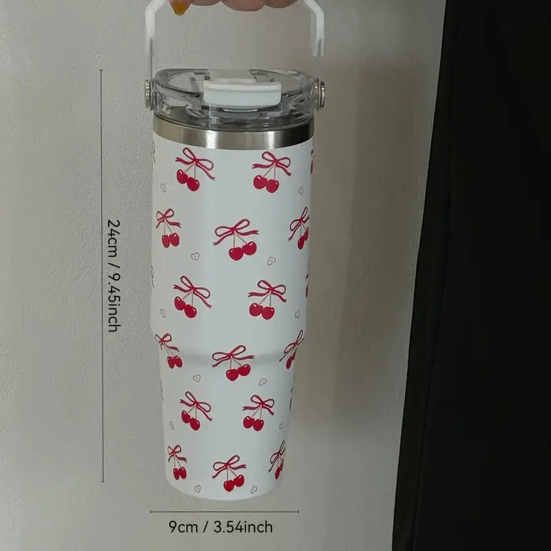 Cherry Blossom 30oz Stainless Steel Tumbler with Straw – Insulated & Leakproof