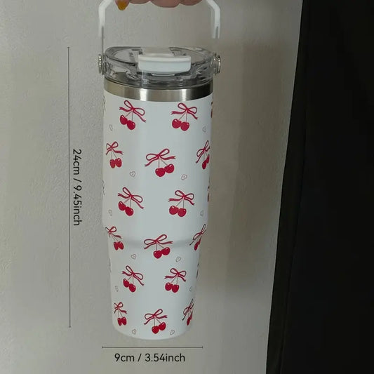 Cherry Blossom 30oz Stainless Steel Tumbler with Straw – Insulated & Leakproof