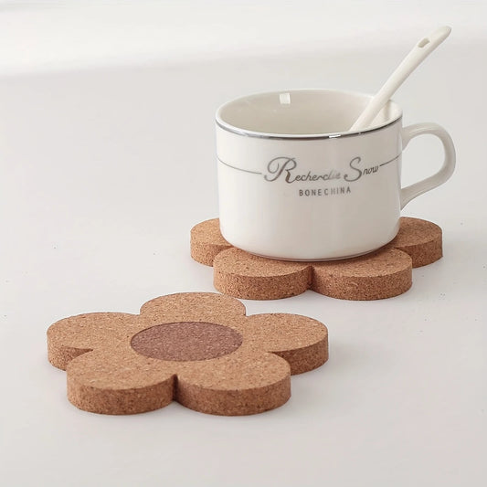 Daisy Cork Coaster – 4" Floral Heat-Resistant Mat for Mugs, Tumblers & More