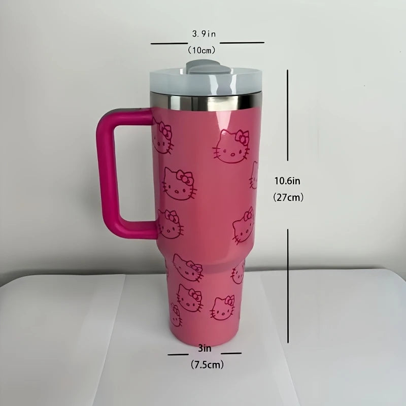 Hello Kitty Pink 40oz Stainless Steel Tumbler with Straw – Insulated & Leakproof Travel Mug