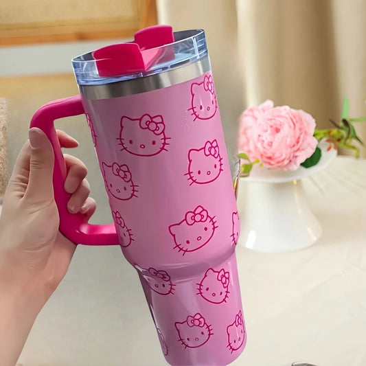 Hello Kitty Pink 40oz Stainless Steel Tumbler with Straw – Insulated & Leakproof Travel Mug
