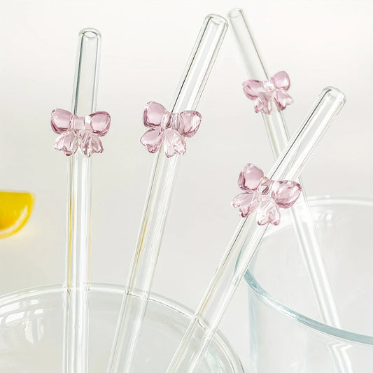Pink Bow Glass Straw – Cute & Reusable
