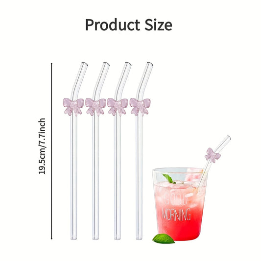 Pink Bow Glass Straw – Cute & Reusable