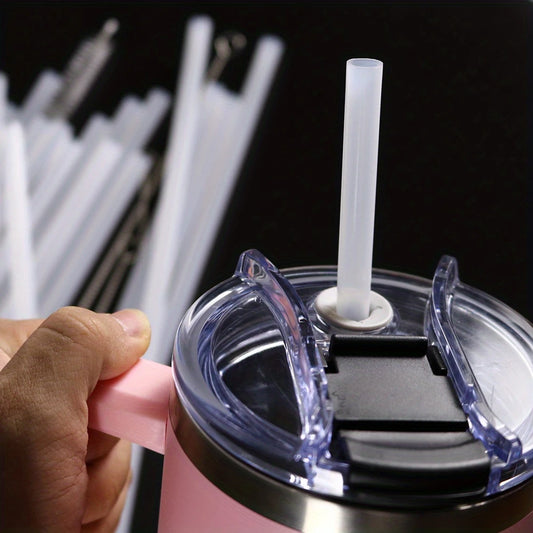 Reusable Transparent Plastic Straws – Cut-to-Fit for 20oz/30oz/40oz Cups