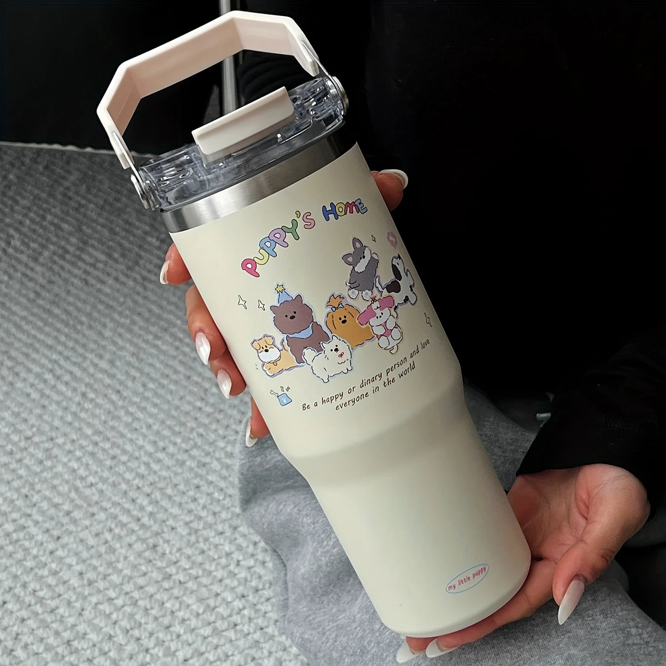 Puppy's Home 30oz Stainless Steel Tumbler with Straw – Insulated & Leakproof